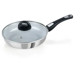 GENIUS Bratpfanne CERAFIT STEEL Keramik-Beschichtung 24 cm mit Glasdeckel
