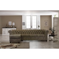 Home affaire Chesterfield-Sofa Rysum L-Form, Chesterfield-Optik mit Ottomanen-Abschluß grau