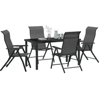 vidaXL 5-teiliges Garten-Dining-Set Grau Poly-Rattan