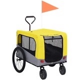 Yongdu 2-in-1 Tier-Fahrradanhänger und Jogger, Hundeanhänger, Hundewagen, Hundefahrradanhänger, Comfort Wagon, Fahrrad Anhänger Tier, Fahradanhängerrad, Gelb und Grau