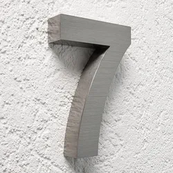 3D Hausnummer 7 Edelstahl V2A unbeleuchtet Arial
