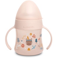 SUAVINEX Babyflasche mit Griffen First SUAVINEX 150 ml. Mit auslaufsicherem Silikonmundstück. Für Babys +4 Monate, Farbe rosa 306939