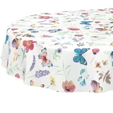ANRO Wachstuchtischdecke abwaschbar Schmetterlinge Oval 180 x 140 cm Bunt