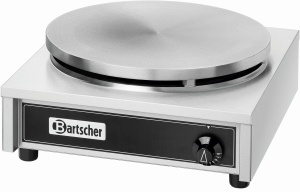 Bartscher Gas Crépegerät, Crépe-Maker mit abnehmbarer Platte und Temperaturregelung in acht Stufen, Maße: 475 x 470 x 195 mm