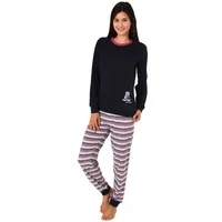 RELAX by Normann Frottee Pyjama Damen mit Bündchen Blau 40/42