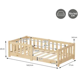 ML-Design Kinderbett 70 x 140 cm Kiefer naturbelassen