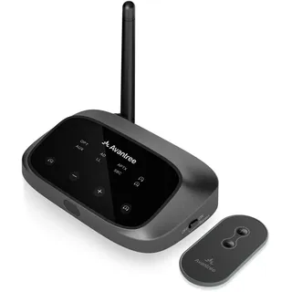 Avantree Oasis Plus 2 – Bluetooth‐Sender für Fernseher mit Fernbedienung zur Lautstärkeregelung, unterstützt Zwei Kopfhörer, aptX‐Adaptive, Soundbar‐Passthrough, für optische oder AUX‐TVs