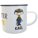 Tasse Postbote mit Namen Zusteller Briefträger Kaffeetasse Teebecher Büro Geschenk Dankeschön (Emaille-Tasse Postbote mit Namen)