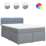 vidaXL Boxspringbett mit Matratze Hellgrau 160x200 cm Stoff
