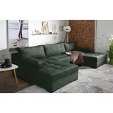 Collection AB Wohnlandschaft COLLECTION AB "Josy U-Form, B: 307 cm", grün (flaschengrün), B:307cm H:41cm T:161cm, 100%Polyester, Sofas, Wohnlandschaft, Bettfunktion & Bettkasten, Federkern