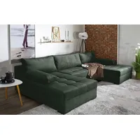 Collection AB Wohnlandschaft COLLECTION AB "Josy U-Form, B: 307 cm", grün (flaschengrün), B:307cm H:41cm T:161cm, 100%Polyester, Sofas, Wohnlandschaft, Bettfunktion & Bettkasten, Federkern