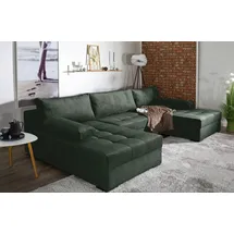 Collection AB Wohnlandschaft COLLECTION AB "Josy U-Form, B: 307 cm", grün (flaschengrün), B:307cm H:41cm T:161cm, 100%Polyester, Sofas, Wohnlandschaft, Bettfunktion & Bettkasten, Federkern