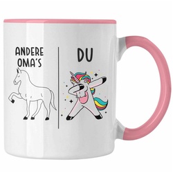 Trendation Tasse Trendation – Oma Tasse Lustig Geschenk mit Spruch Beste Großmutter Kaffeetasse Einhorn rosa