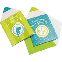 Roth, Grusskarte + Briefpapier, Einladungskarte Schulanfang "Stift" türkis-grün