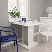 Esstisch Esszimmertisch Küchentisch Holztisch für Wohnzimmer Hochglanz-Weiß 80×80×75 cm Spanplatte|7408