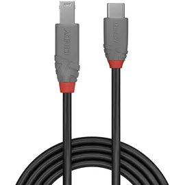 Lindy 36666 1m USB 3.2 Typ C an B Kabel, Anthra Line - USB-Kabel - 24 pin USB-C to Type - 1 m