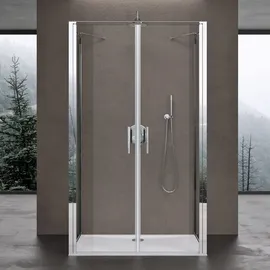 doporro Duschkabine U-Form 80x90x80cm Duschabtrennung in chrom zwei Drehtüren ESG-Sicherheitsglas Klarglas mit Nano-Beschichtung Ravenna66UK