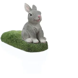 MARELIDA Blumentopffüße Hasen 3er Set grau