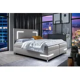 Fun Möbel Boxspringbett Schlafzimmerbett ARIANO 180x200cm Grau inkl. Bettkasten und LED - Grau