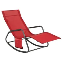 SoBuy Schaukelliege mit Seitentasche Metallrohr Kunstfasergewebe Rot OGS47-R