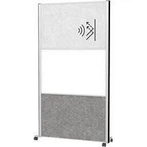 Maul Akustik-Trennwand MAULconnecto 9655395, dunkelgrau, hellgrau, weiß 100,0 x 182,0 cm mit Rollen, 1 St.