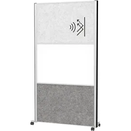 Maul Akustik-Trennwand MAULconnecto 9655395, dunkelgrau, hellgrau, weiß 100,0 x 182,0 cm mit Rollen, 1 St.