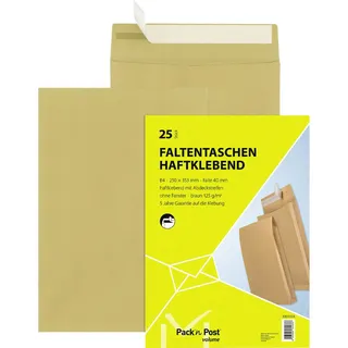 MAILmedia Faltentasche 30011594 B4 130g ohne Fenster, haftklebend braun 25 Stück