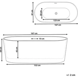 Beliani Restinga Freistehende Badewanne 167 x 81 cm