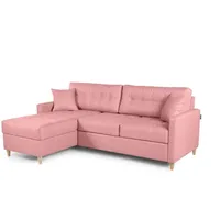 Fun Möbel Ecksofa Schlafsofa MOLDE Stoff (FUEGO) Rosa Ottomane Links - Rosa