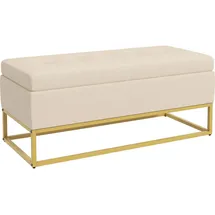 Homcom Sitzbank mit Stauraum, Polsterbank mit Samtoptik, Stahl, Beige