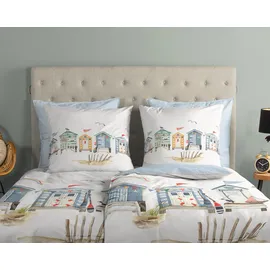 Muller Textil Vacation Gestreift Weiß 135 x 200 cm + 2 x 80 x 80 cm