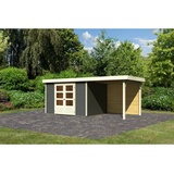Karibu Gartenhaus Askola 5 mit 240 cm Schleppdach und Rückwand – grau