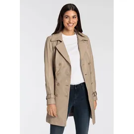 Mauritius Ledermantel "GWTaresa", Damen, Gr. 40L, beige, Obermaterial: 100% Schafsleder. Futter: 100% Baumwolle. Ärmelfutter: 100% Polyester, unifarben, lässig geschnitten knielang, mit Riegel, Mäntel, Leder-Trenchcoat mit Bindegürtel