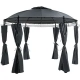 Garten-Pavillon mit Dach und Seitenwänden Graphitgrau rund moderner Stil Safara