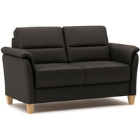 CAVADORE Leder 2er-Sofa Palera / Landhaus-Couch mit Federkern + massiven Holzfüßen / 149 x 89 x 89 / Leder Dunkelbraun