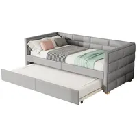 REDOM Polsterbett Kinderbett Daybett Schlafsofa mit ausziehbarem Bett (minimalistisches Styling, 90 x 200 cm), ohne Matratze grau