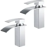 Homelody - 2er Wasserfall Wasserhahn Edelstahl Chrom Einhebel-Waschtischarmaturen Bad Armatur für Badezimmer Waschbecken