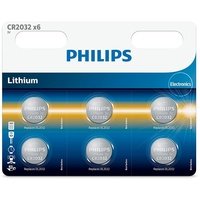 Philips Lithium-Knopfzellen (CR2032, DL2032), 3,0 V, 210 mAh, 6 Stück