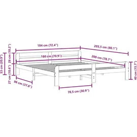 vidaXL Massivholzbett 180 x 200 cm Braun