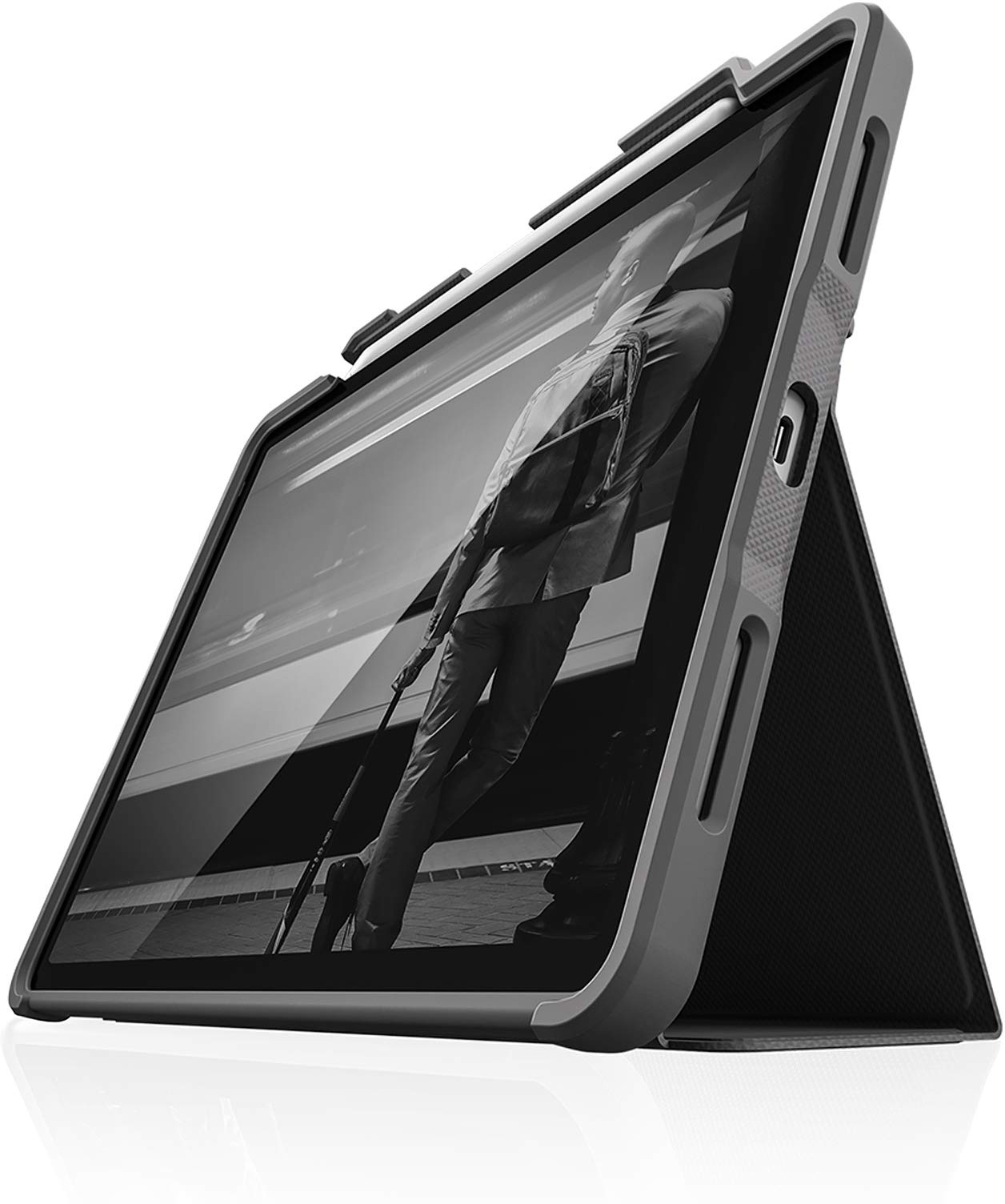 STM Dux Schutzhülle für iPad Pro 2020 4 Generation 12.9'',mit Apple Pencil Storage Schutz Hülle,Schwarz