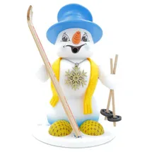 Schweda Kuhnert - Erzgebirgische Holzkunst Räuchermann Räucherfigur Schneemann 19cm - Skifahrer