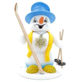 Schweda Kuhnert - Erzgebirgische Holzkunst Räuchermann Räucherfigur Schneemann 19cm - Skifahrer