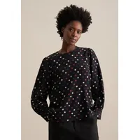 Seidensticker Shirtbluse »Schwarze Rose« Langarm Rundhals Druck, schwarz