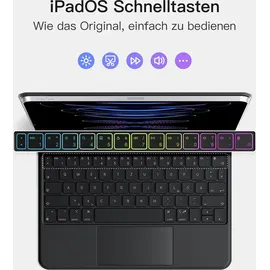 Inateck Magic Keyboard,Tastatur Hülle für iPad Air 6 11 Zoll 2024,iPad Air 5/4,iPad Pro 11 Zoll (4/3/2/1),3-Zonen 7 Farben Beleuchtung,Magnetisches Schwebendes,Vollflächiges Touchpad,QWERTZ,KB09117