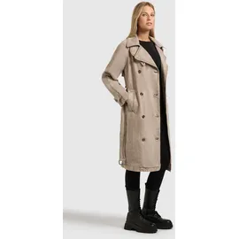 khujo Trenchcoat "ENZA", Damen, Gr. L, beige (latte braun), Web, 100% Baumwolle, regular fit knielang, Raglanärmel abgesteppte Kante verstellbar, Mäntel