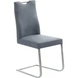 Freischwinger K+W KOMFORT & WOHNEN "6194", blau (blau 54, edelstahlfarbig), B:47cm H:100cm T:61cm, Stühle, Freischwinger, mit praktischem Griff oben am Rücken, Gestell aus Edelstahl