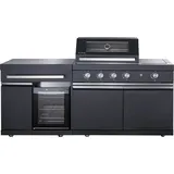 Buschbeck Outdoorküche Newcastle schwarz, 199 x 120 x 58 cm, inkl. 4-Brenner Gasgrill