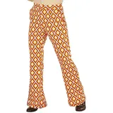 shoperama 70er Jahre Retro Herren Hose mit und ohne Muster Disco Kostüm Siebziger Schlager, Größe:S/M, Farbe:Rhombus - S-M