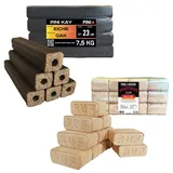 Premium Holzbrikett Set – 10 kg Buchen RUF Briketts + 7,5 kg Eichen PINI KAY Holzbriketts 23 cm für Kamin, Ofen und Grill