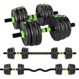 SPORTNOW 3-in-1 Hantelset verstellbar 20 KG Kurzhantel Set Kurzhanteln Langhanteln Hanteln Set Dumbbell mit Verbindungsrohr Kurzhantelset für Krafttraining Zuhause Fitnessstudio   Aosom